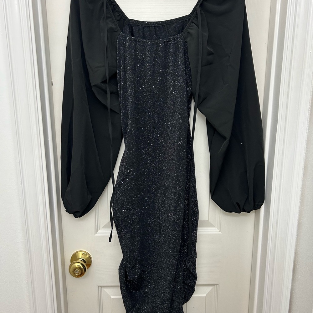 SHEIN Black Sparkle Long Sleeve Dress